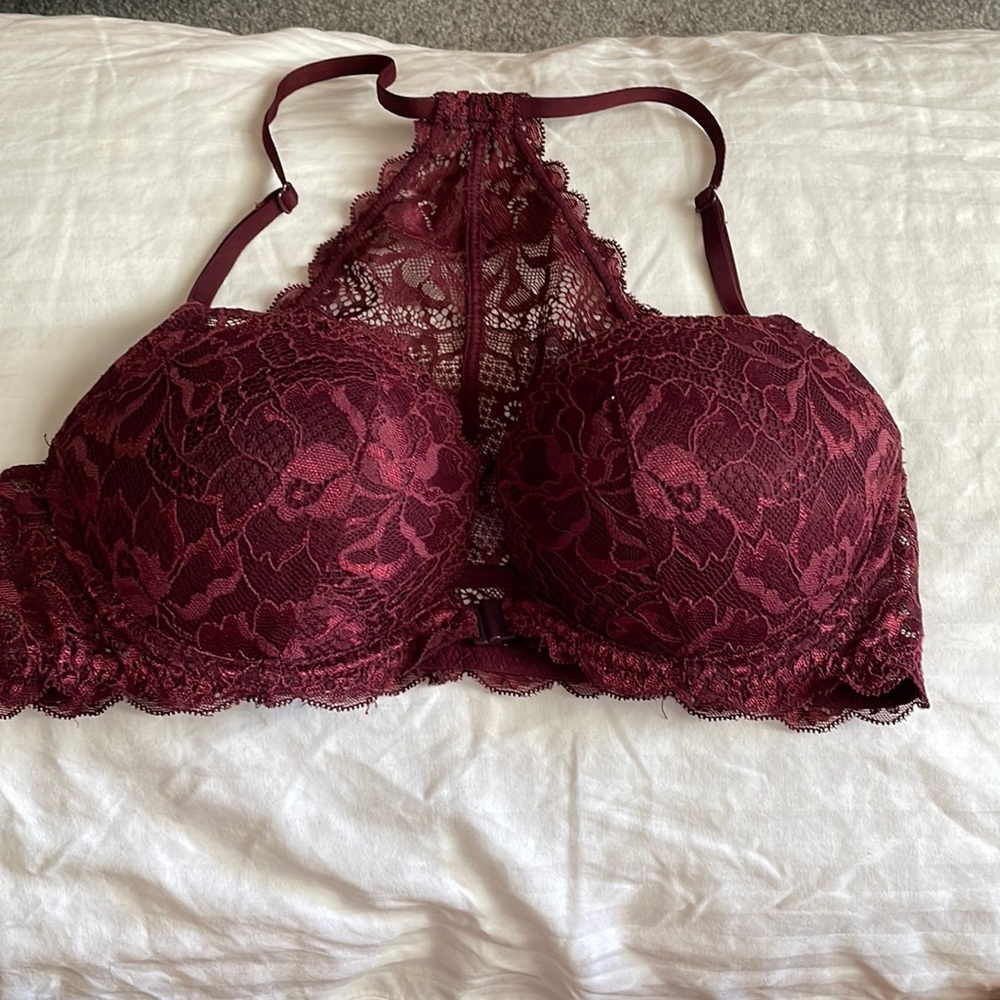 Maroon lace bra
